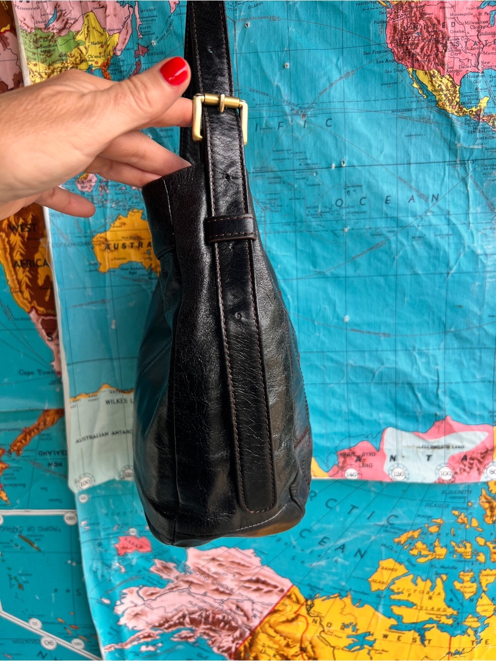 HOBO Black Leather Patchwork Hobo Shoulder Bag - Picture 5 of 14